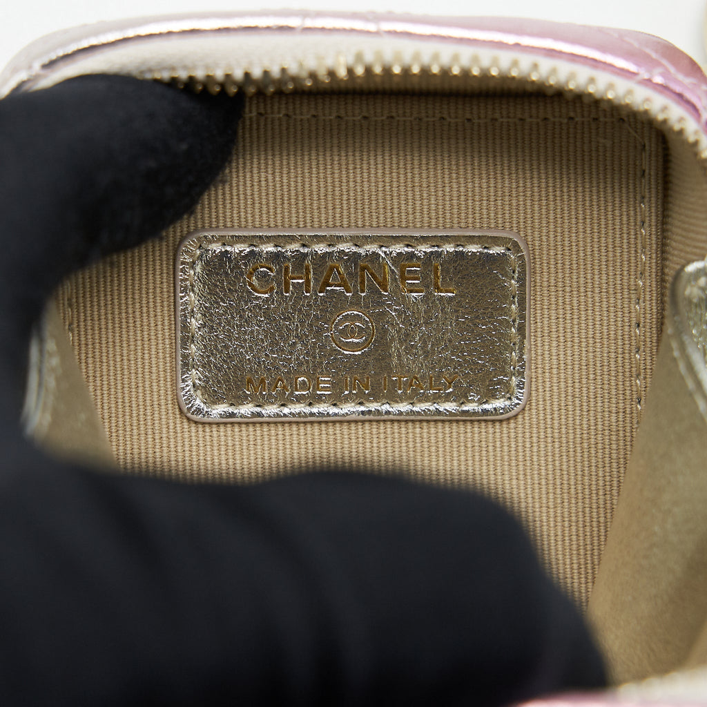 CHANEL MINI VANITY WITH GIANT CHAIN IRIDESCENT PINK LGHW