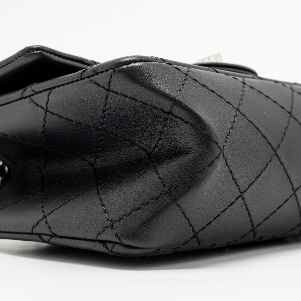 CHANEL MINI 2.55 REISSUE AGED CALFSKIN BLACK SHW (MICROCHIP)