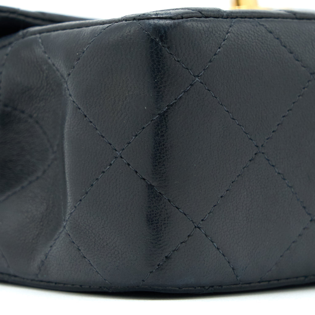CHANEL VINTAGE SQUARE FLAP BAG LAMBSKIN BLACK GHW