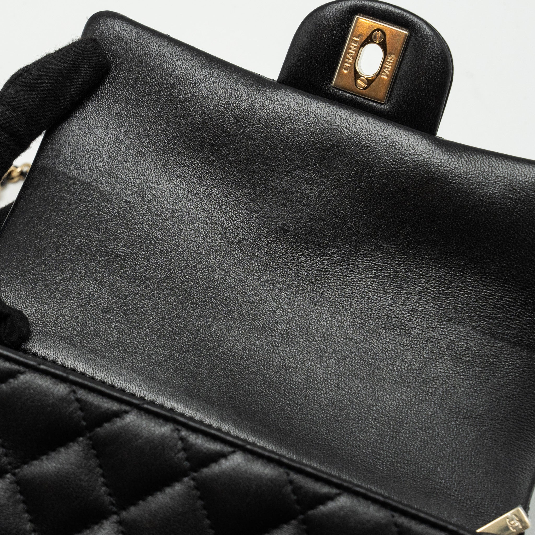 CHANEL TOP HANDLE MINI RECTANGULAR FLAP BAG LAMBSKIN BLACK LGHW (MICROCHIP)