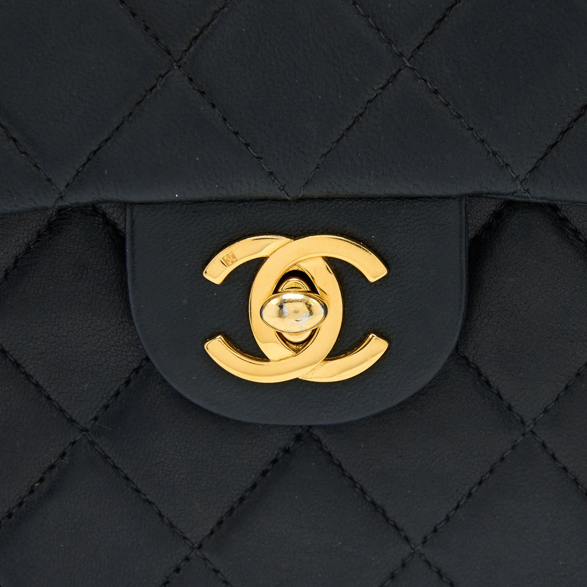 CHANEL VINTAGE SQUARE FLAP BAG LAMBSKIN BLACK GHW