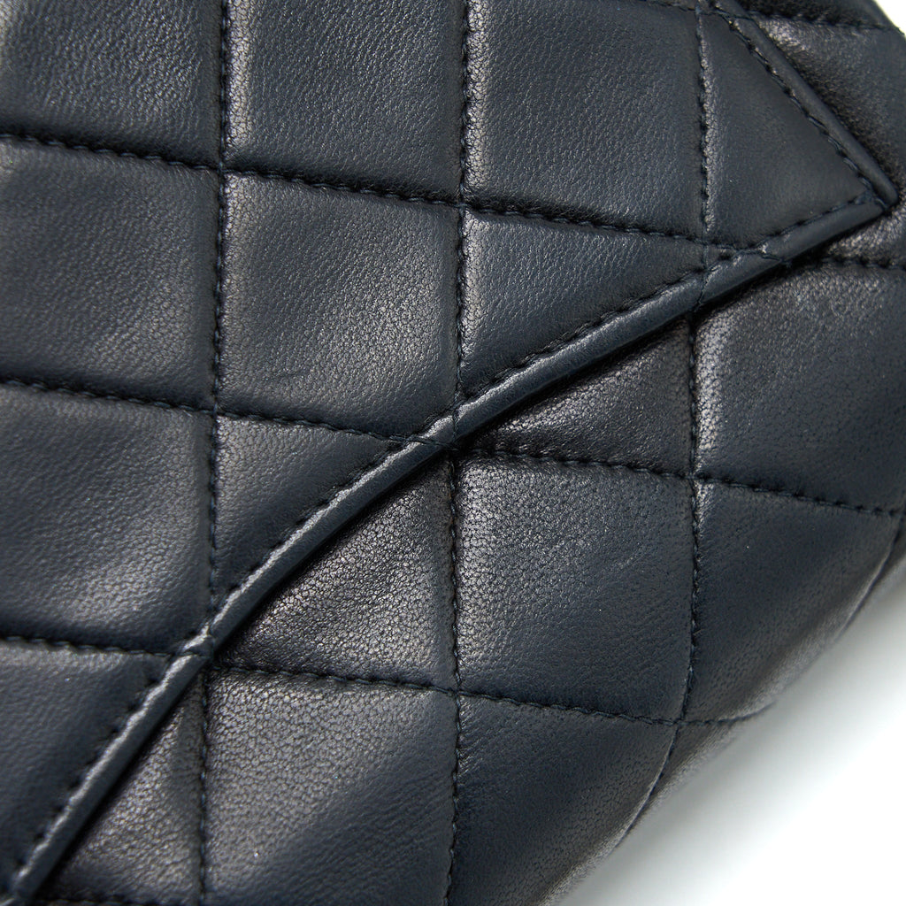 CHANEL VINTAGE SQUARE FLAP BAG LAMBSKIN BLACK GHW
