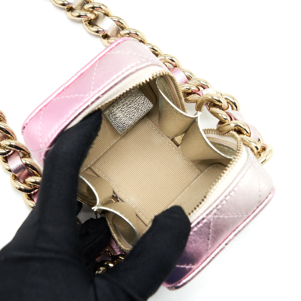 CHANEL MINI VANITY WITH GIANT CHAIN IRIDESCENT PINK LGHW