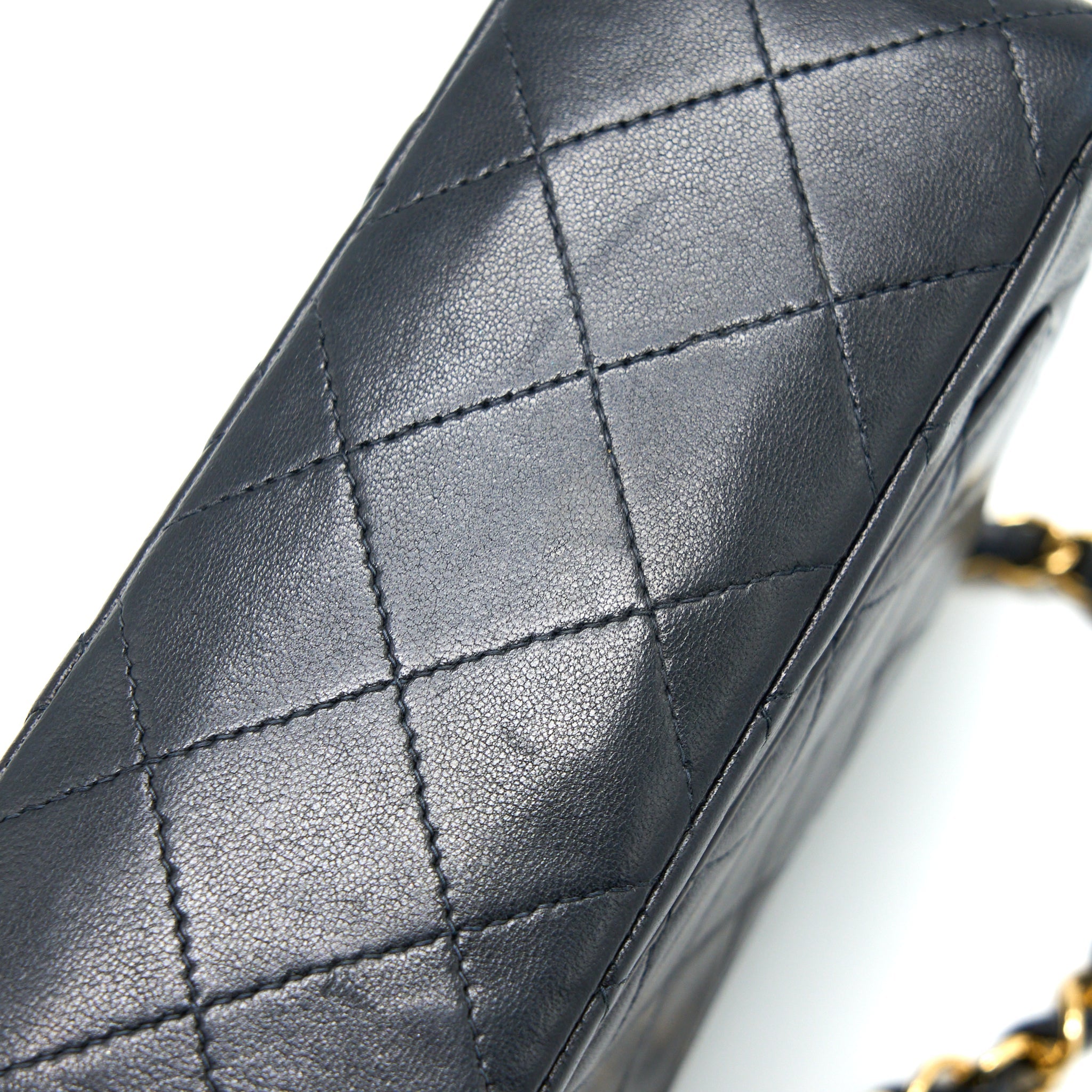 CHANEL VINTAGE SQUARE FLAP BAG LAMBSKIN BLACK GHW