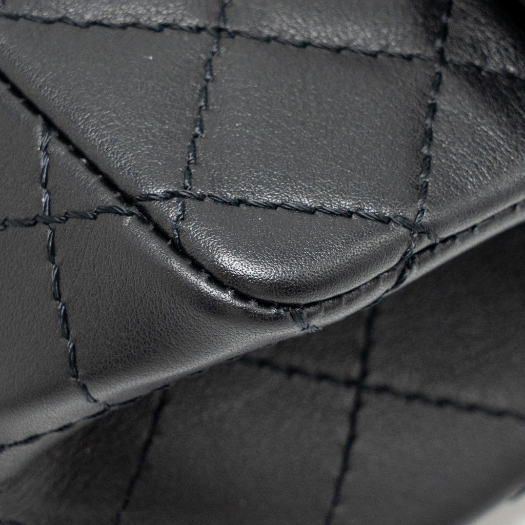 CHANEL MINI 2.55 REISSUE AGED CALFSKIN BLACK SHW (MICROCHIP)