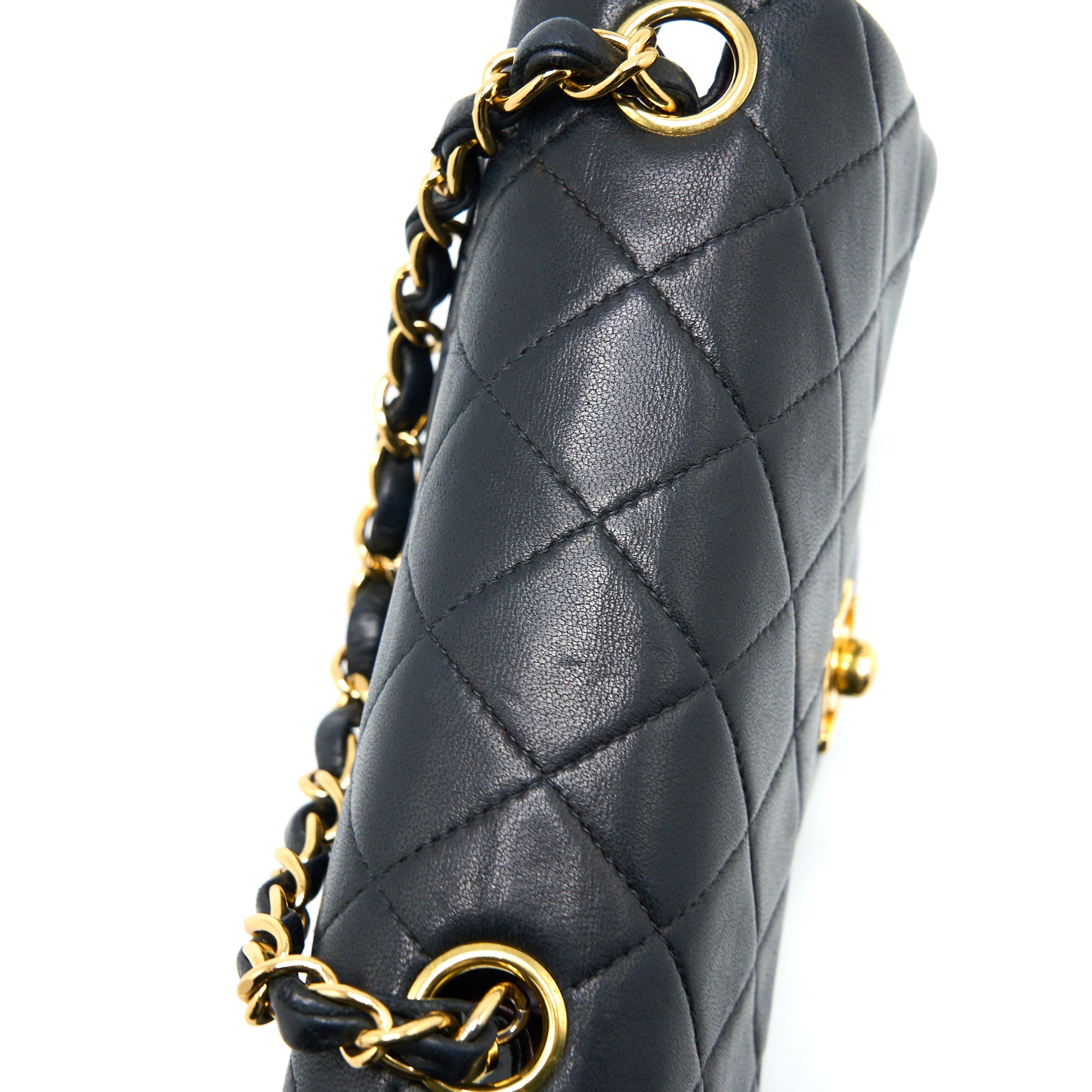 CHANEL VINTAGE SQUARE FLAP BAG LAMBSKIN BLACK GHW