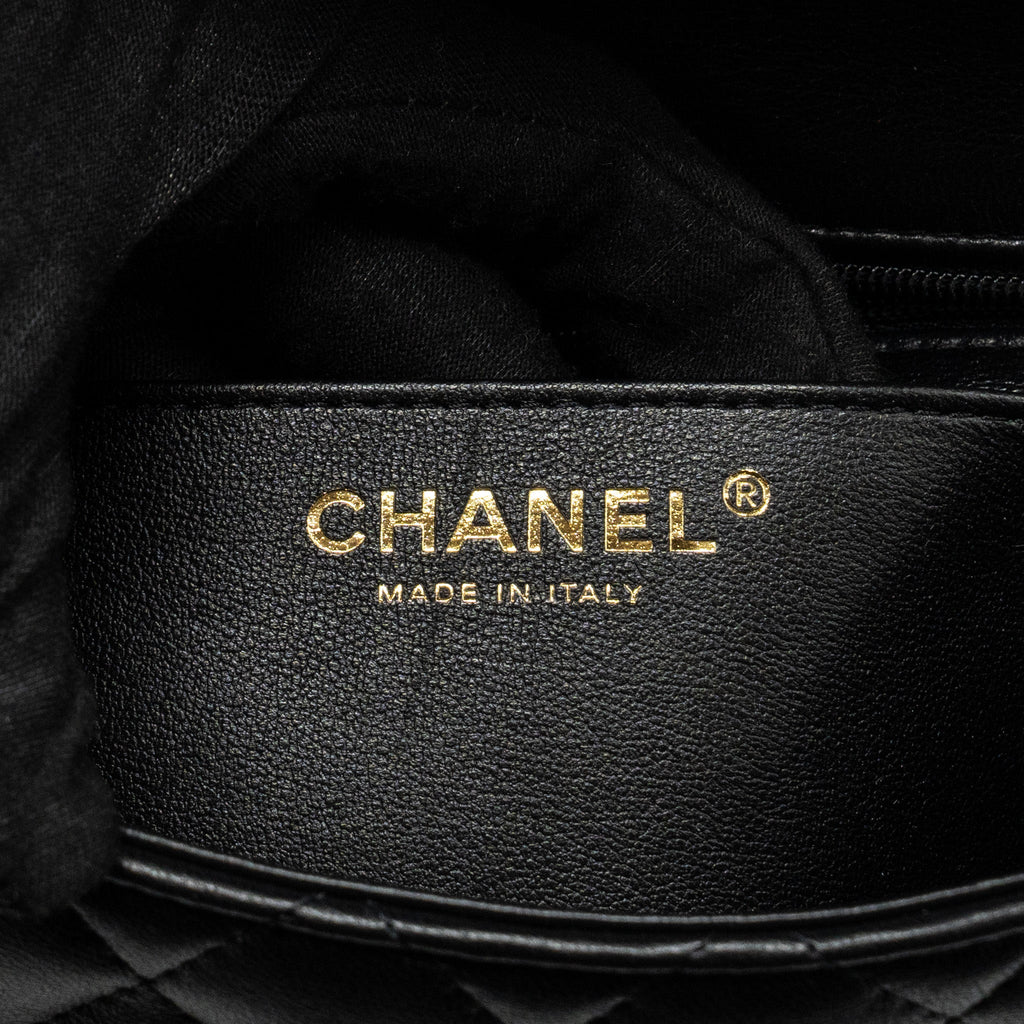CHANEL TOP HANDLE MINI RECTANGULAR FLAP BAG LAMBSKIN BLACK LGHW (MICROCHIP)