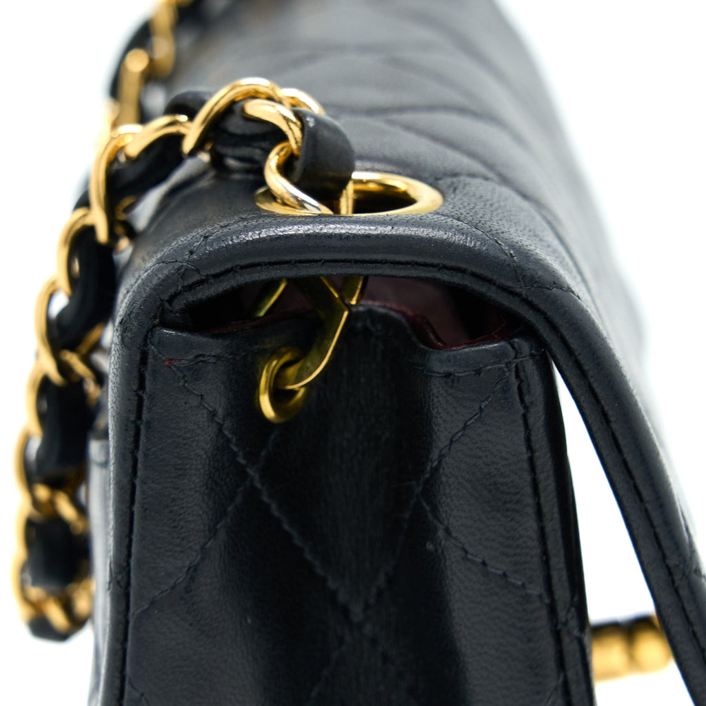 CHANEL VINTAGE SQUARE FLAP BAG LAMBSKIN BLACK GHW