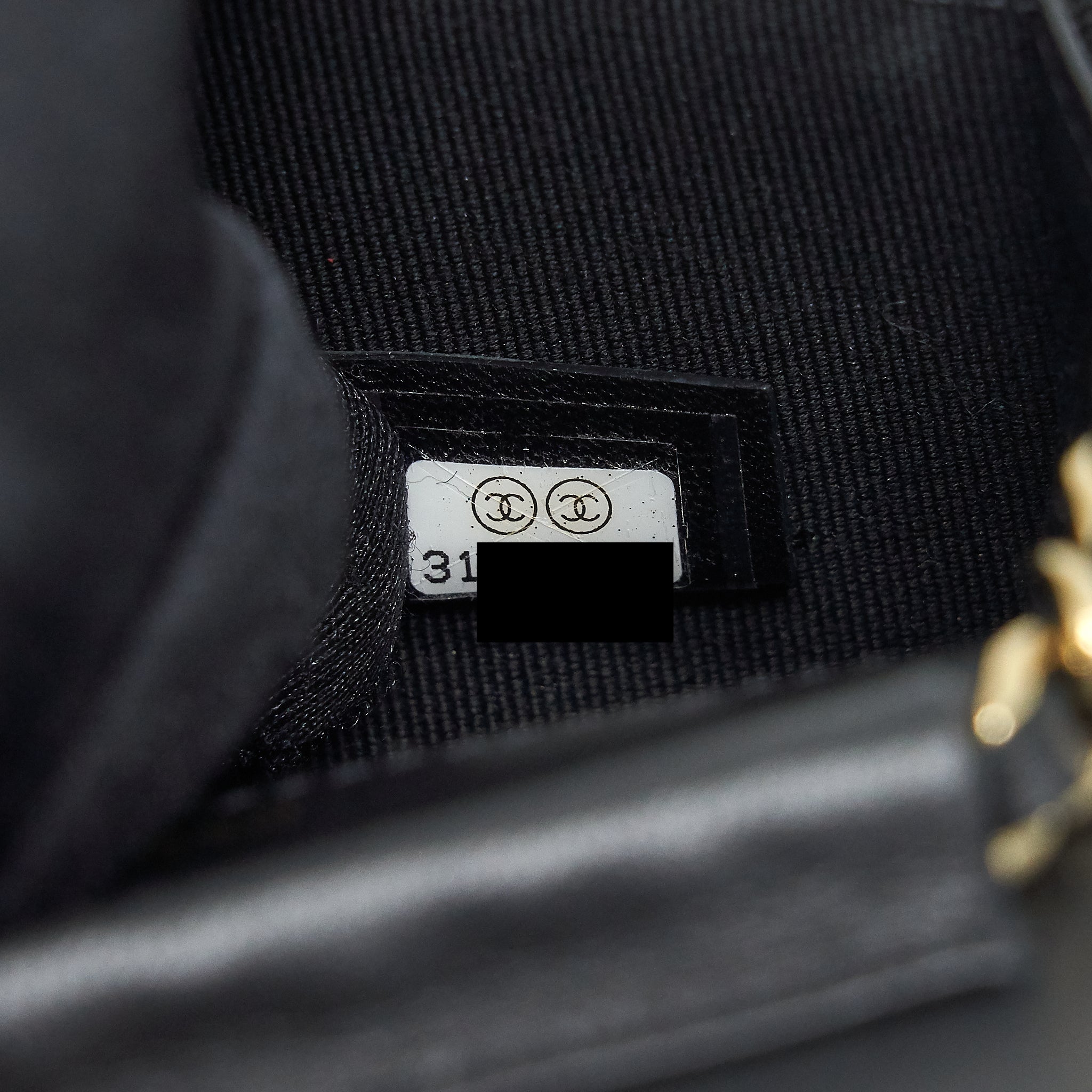 CHANEL MINI FLAP CARD HOLDER RIBBON CHAIN LAMBSKIN BLACK LGHW