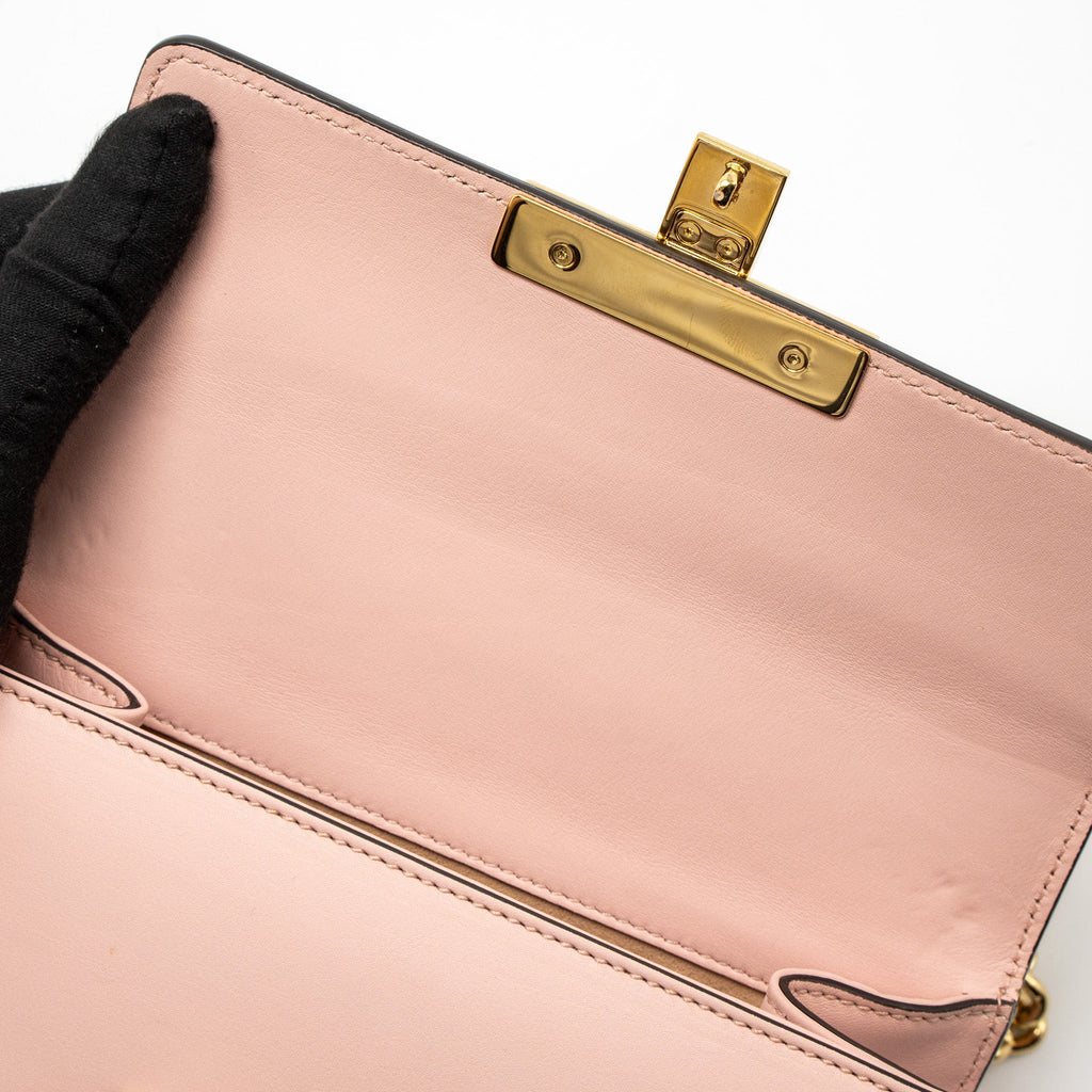 GUCCI PADLOCK CHAIN BAG CRYSTAL STAR LIMITED CALFSKIN PINK GHW