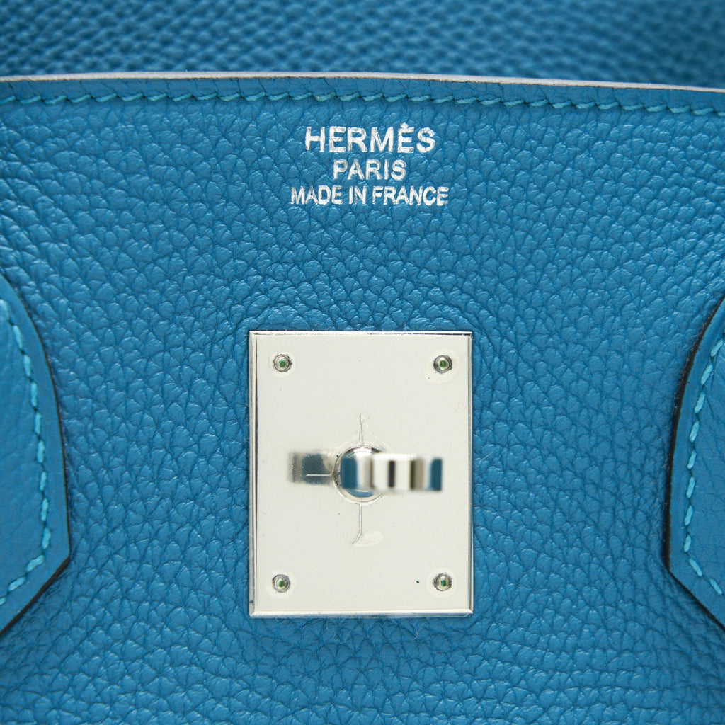 HERMES BIRKIN 35 7B TURQUOISE TOGO LEATHER SHW