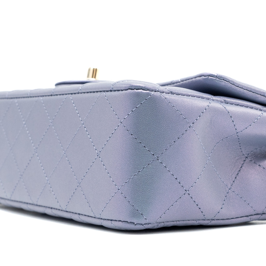CHANEL CLASSIC MINI RECTANGULAR FLAP BAG LAMBSKIN IRIDESCENT LIGHT PURPLE LGHW (MICROCHIP)