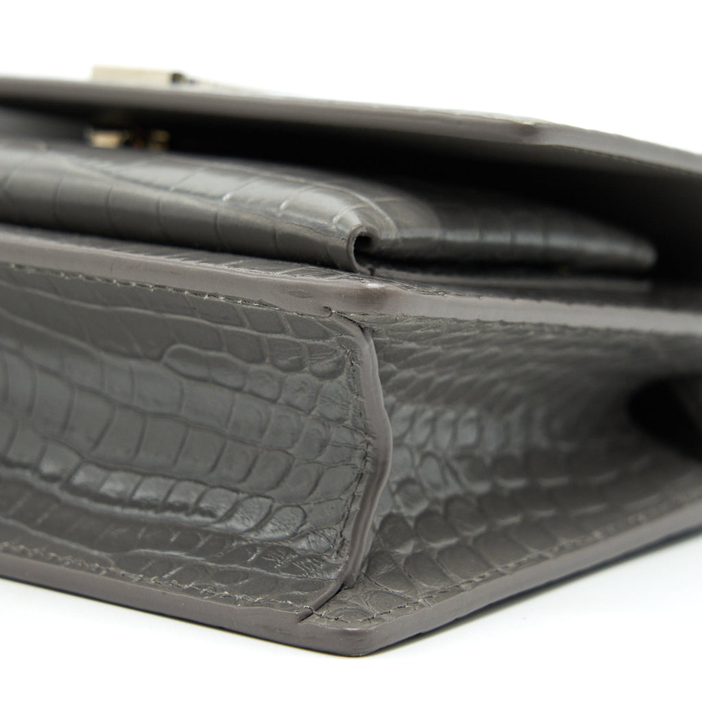 SAINT LAURENT MINI SUNSET SHOULDER BAG GREY SHW