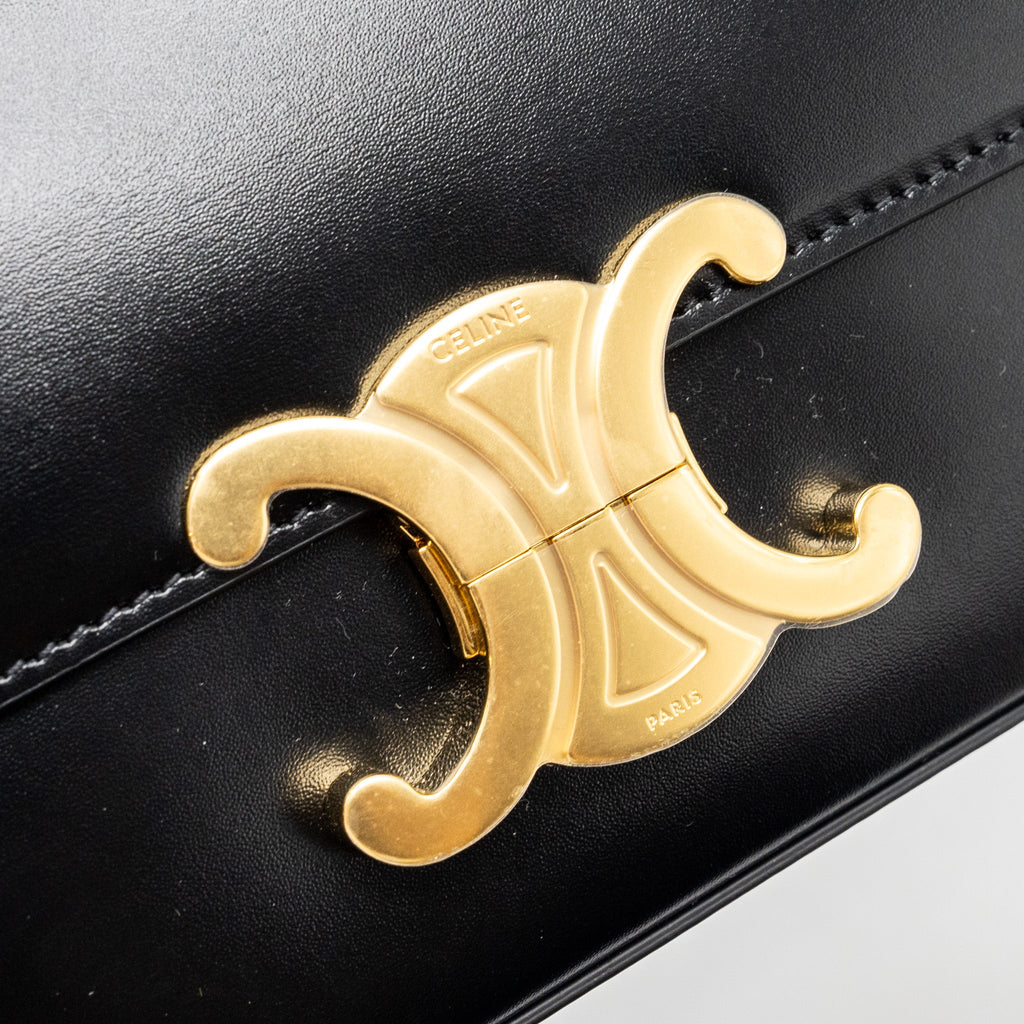 CELINE TRIOMPHE SHOULDER BAG CALFSKIN BLACK GHW