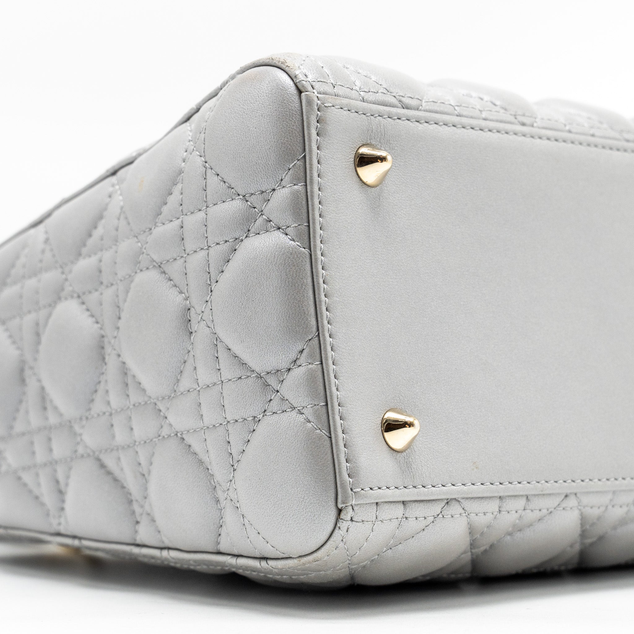 DIOR MEDIUM LADY DIOR LAMBSKIN GREY GHW