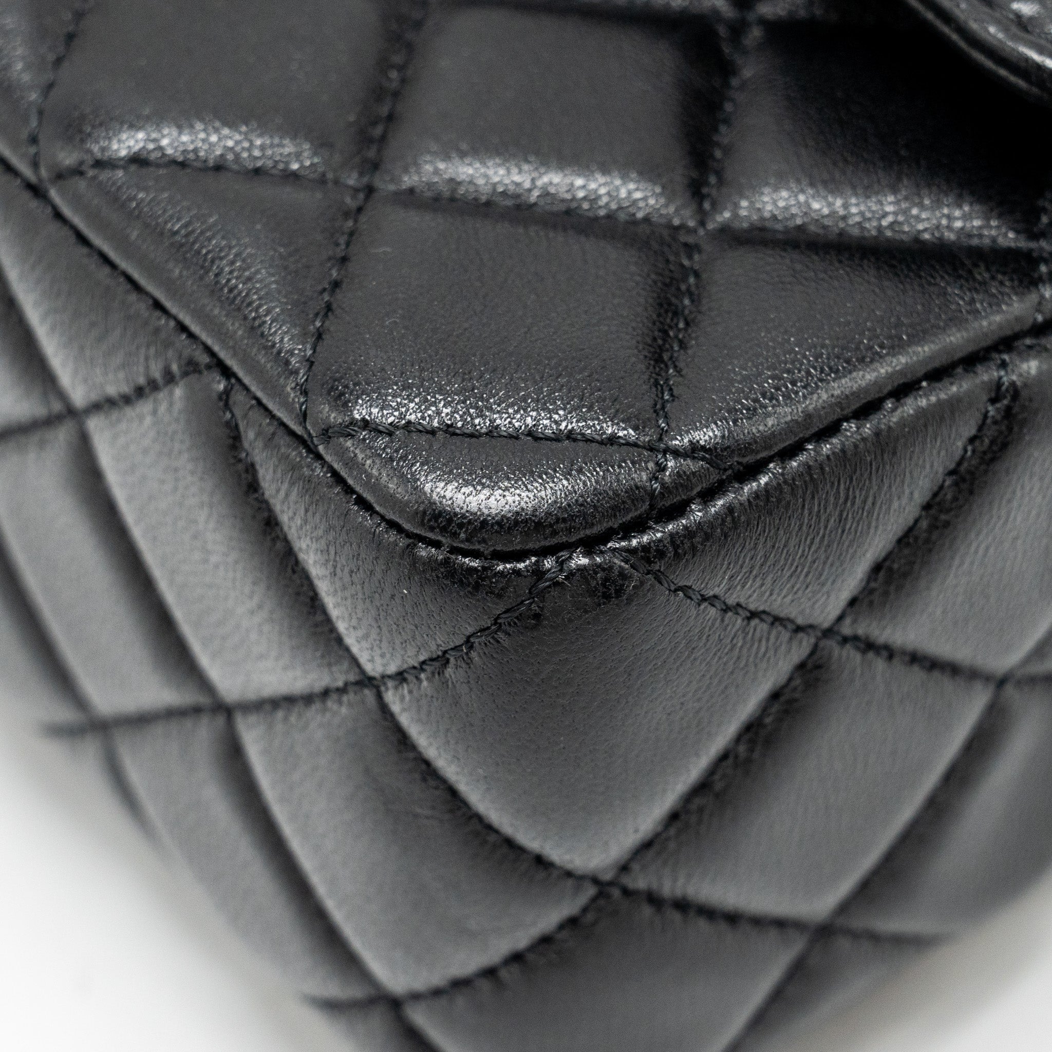 CHANEL DETAILED TOP HANDLE FLAP BAG LAMBSKIN BLACK GHW (MICROCHIP)
