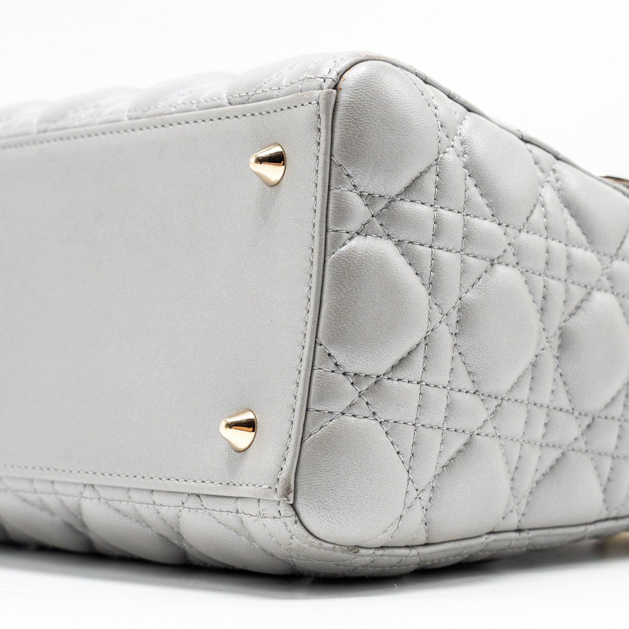 DIOR MEDIUM LADY DIOR LAMBSKIN GREY GHW