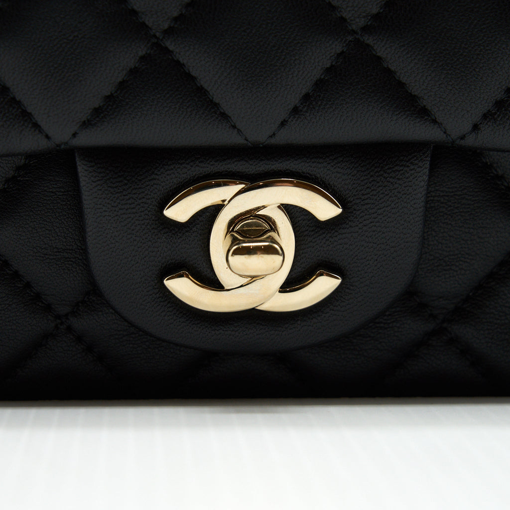 CHANEL MINI RECTANGULAR FLAP BAG LAMBSKIN BLACK LGHW