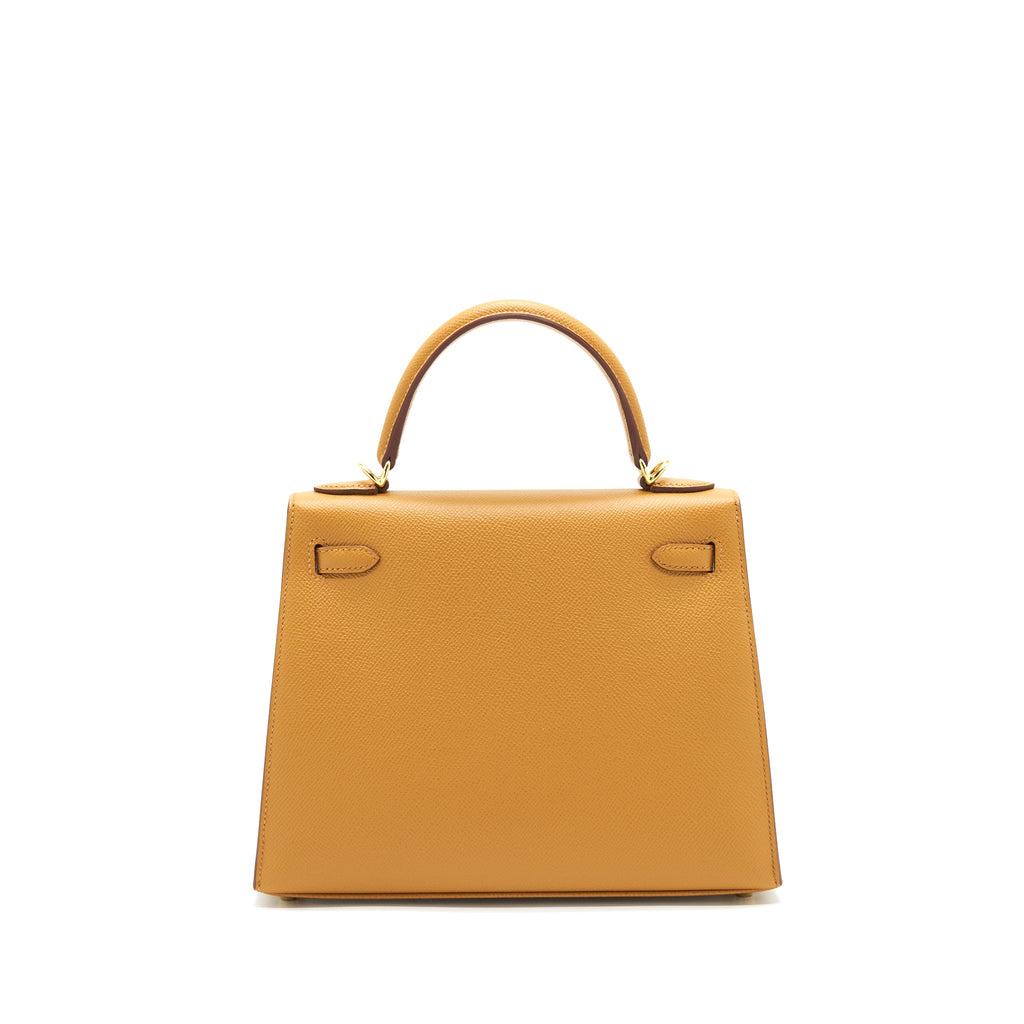 HERMES KELLY 25 SELLIER EPSOM LEATHER SESAME GHW