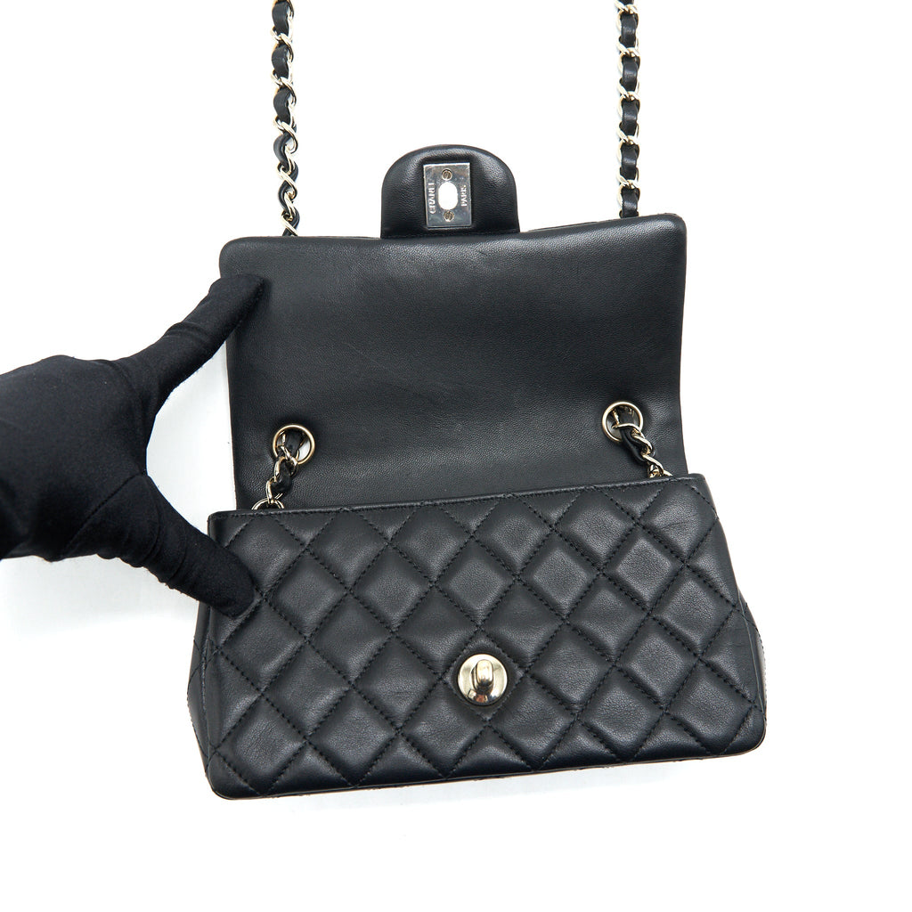 CHANEL MINI RECTANGULAR FLAP BAG LAMBSKIN BLACK LGHW