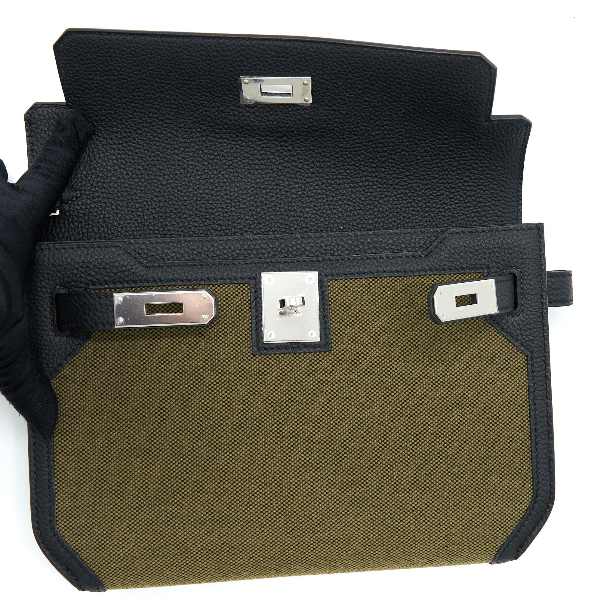 HERMES POCHETTE KELLY DEPECHES CANVAS AND LEATHER MULTICOLOUR SHW