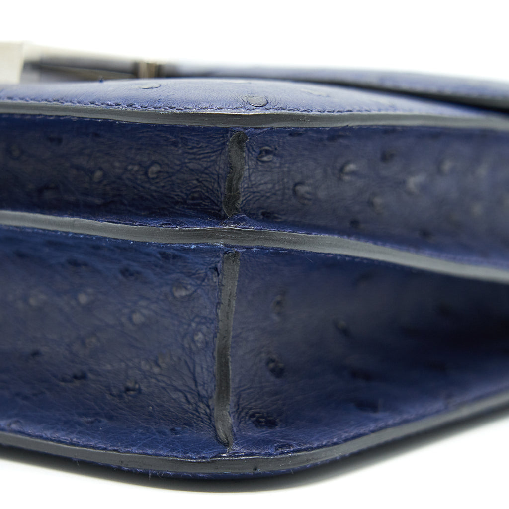 HERMES CONSTANCE 24 OSTRICH BLUE IRIS SHW