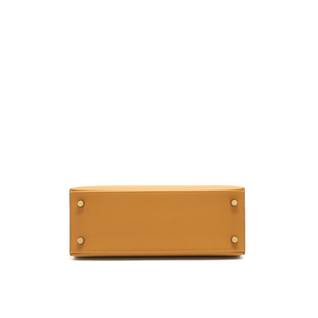 HERMES KELLY 25 SELLIER EPSOM LEATHER SESAME GHW