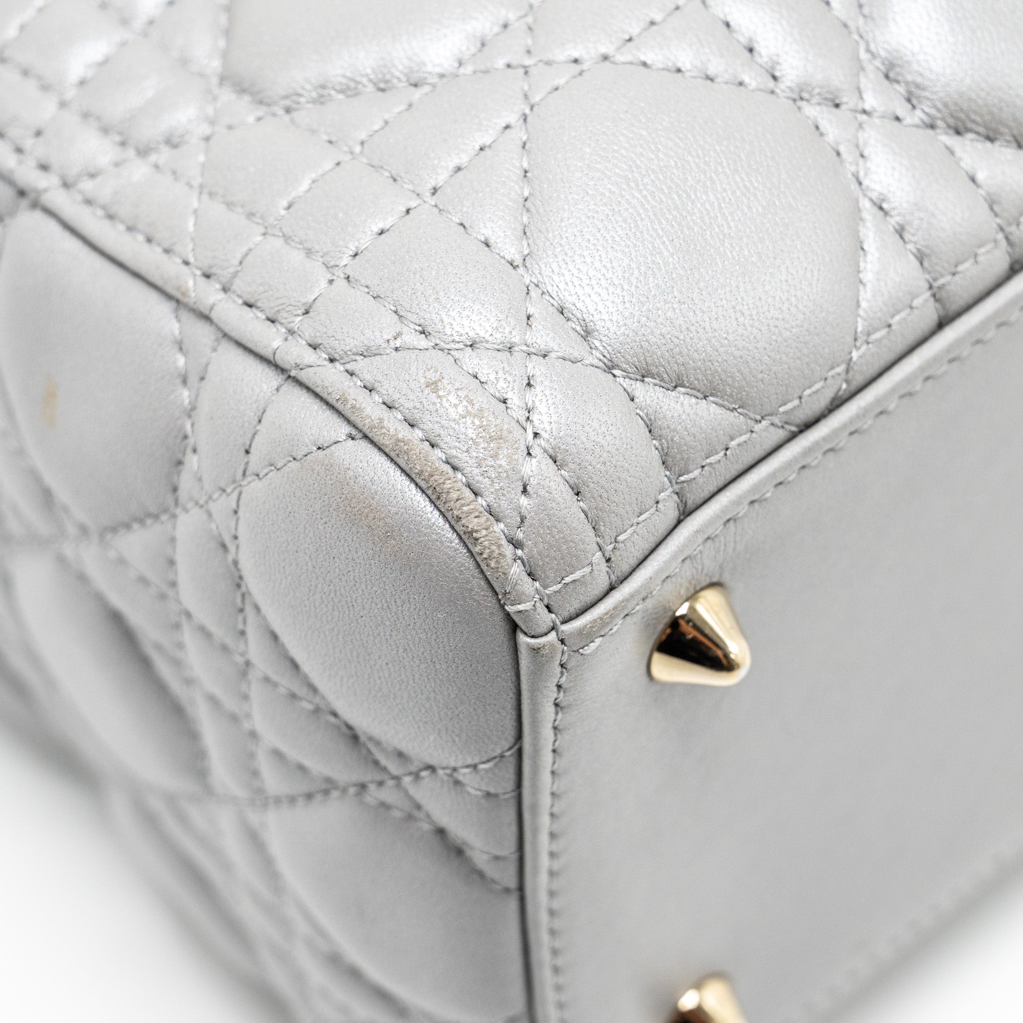 DIOR MEDIUM LADY DIOR LAMBSKIN GREY GHW