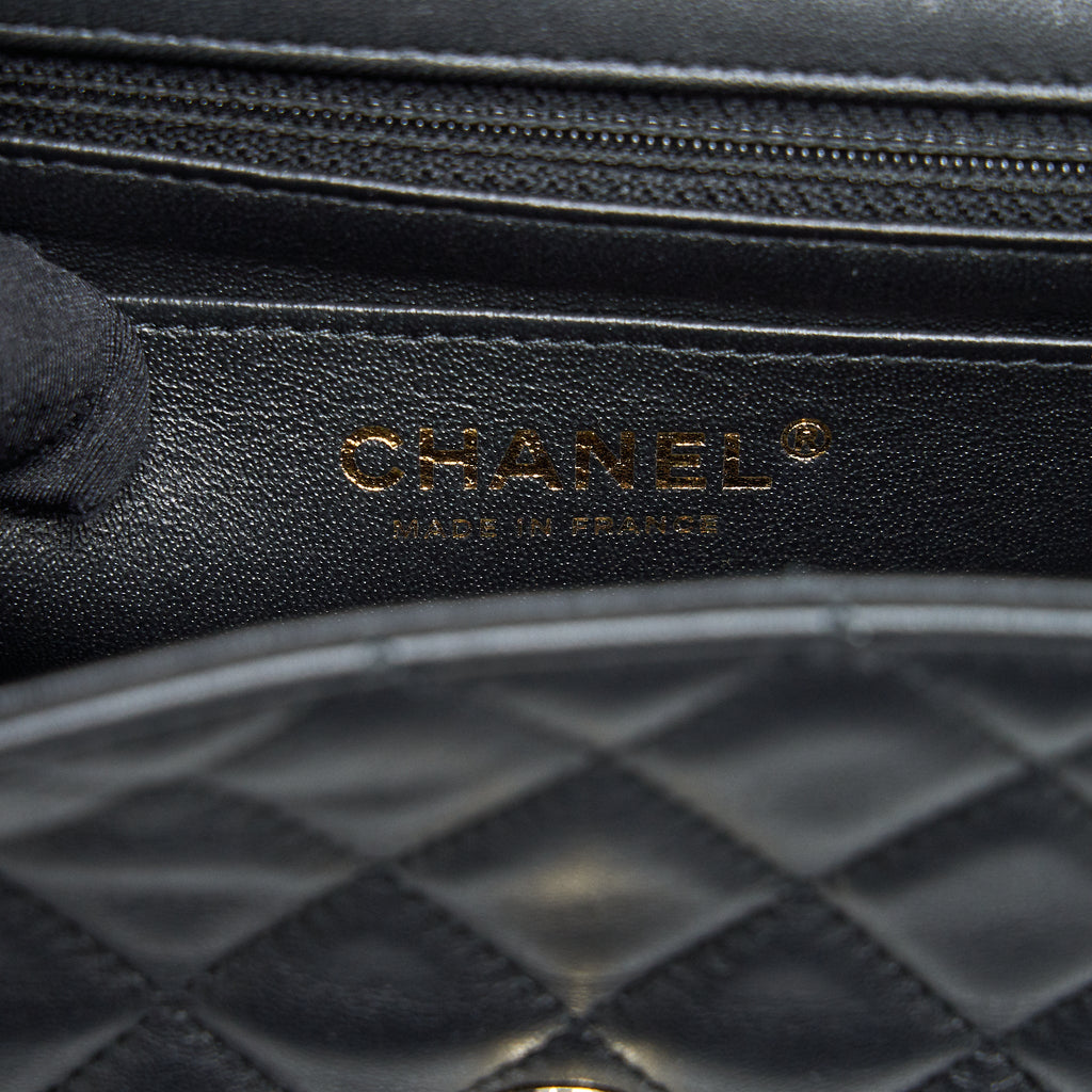 CHANEL MINI RECTANGULAR FLAP BAG LAMBSKIN BLACK LGHW