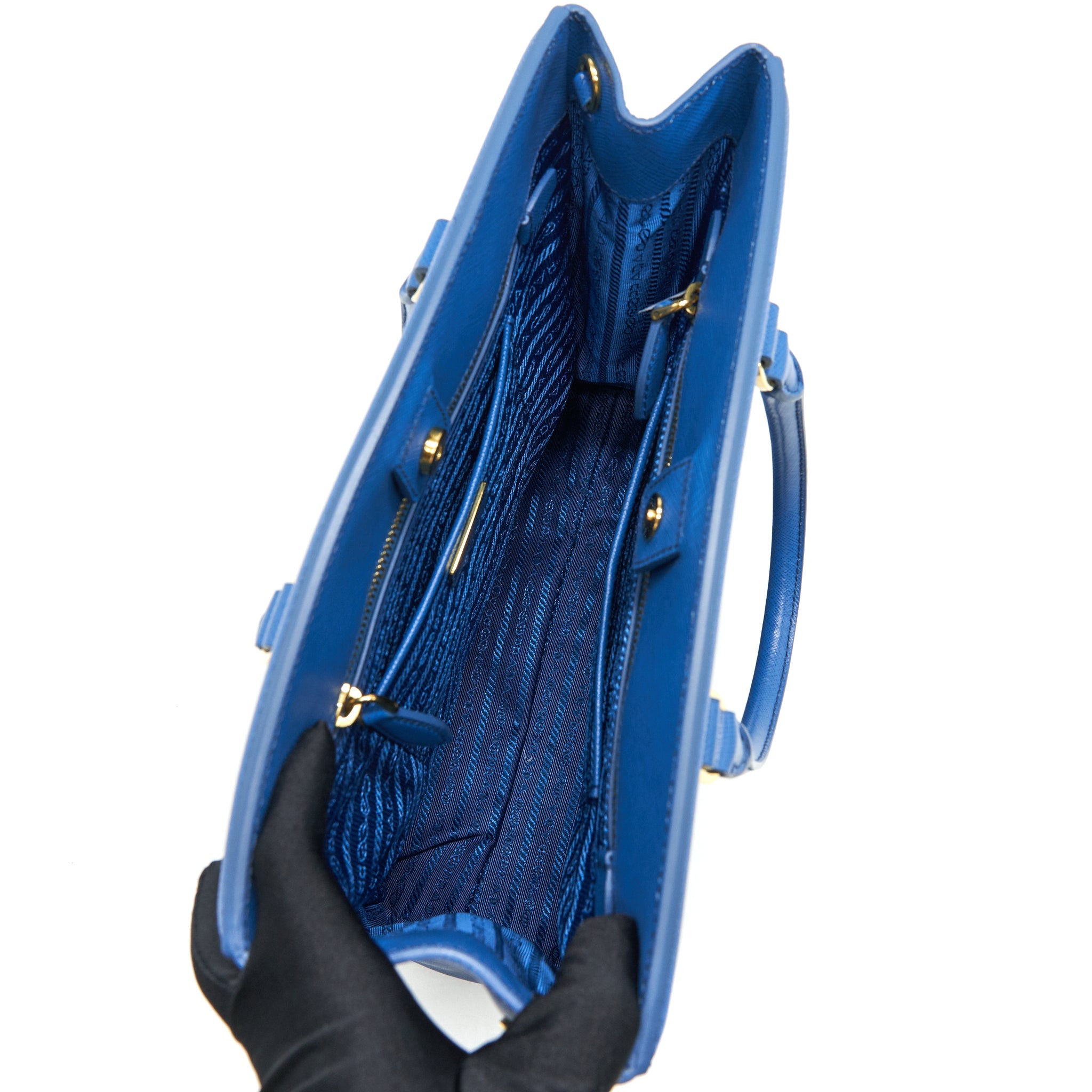 PRADA SHOPPING SAFFIANO LUX COBALTO BAG IN BLUE