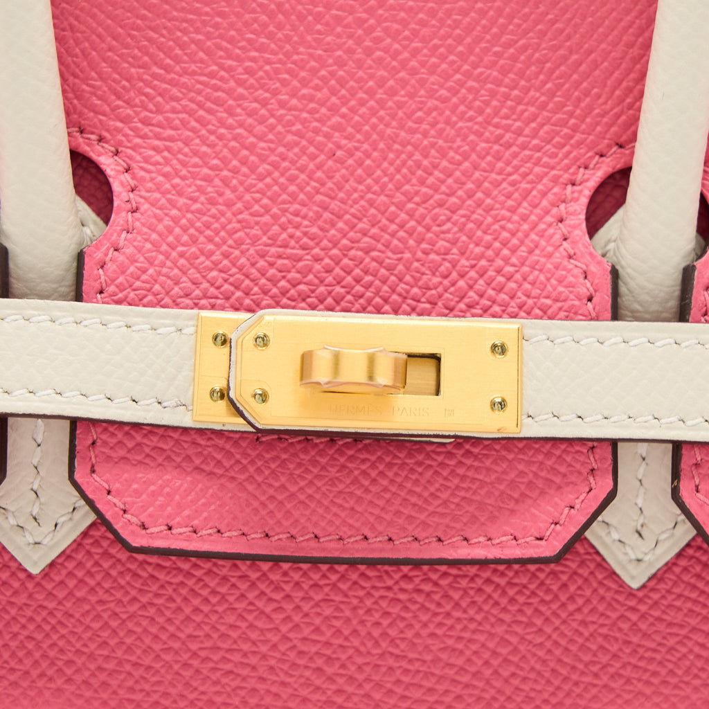 HERMES BIRKIN 25 SPECIAL ORDER EPSOM ROSE AZALEE/CRAIE WITH BRUSHED GHW