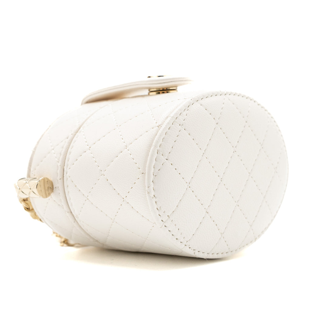 CHANEL MINI VANITY WITH CHAIN LAMBSKIN WHITE LGHW