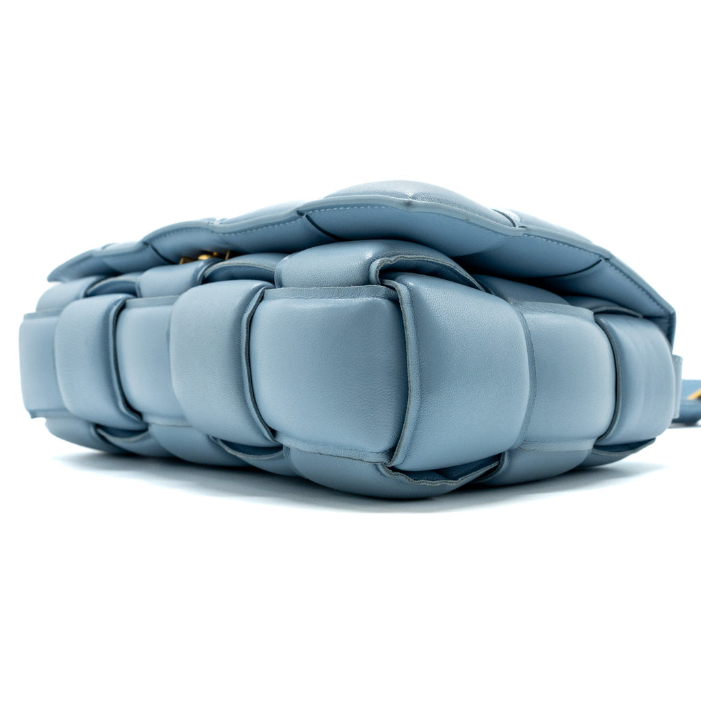 BOTTEGA VENETA PADDED CASSETTE BAG LAMBSKIN LIGHT BLUE GHW
