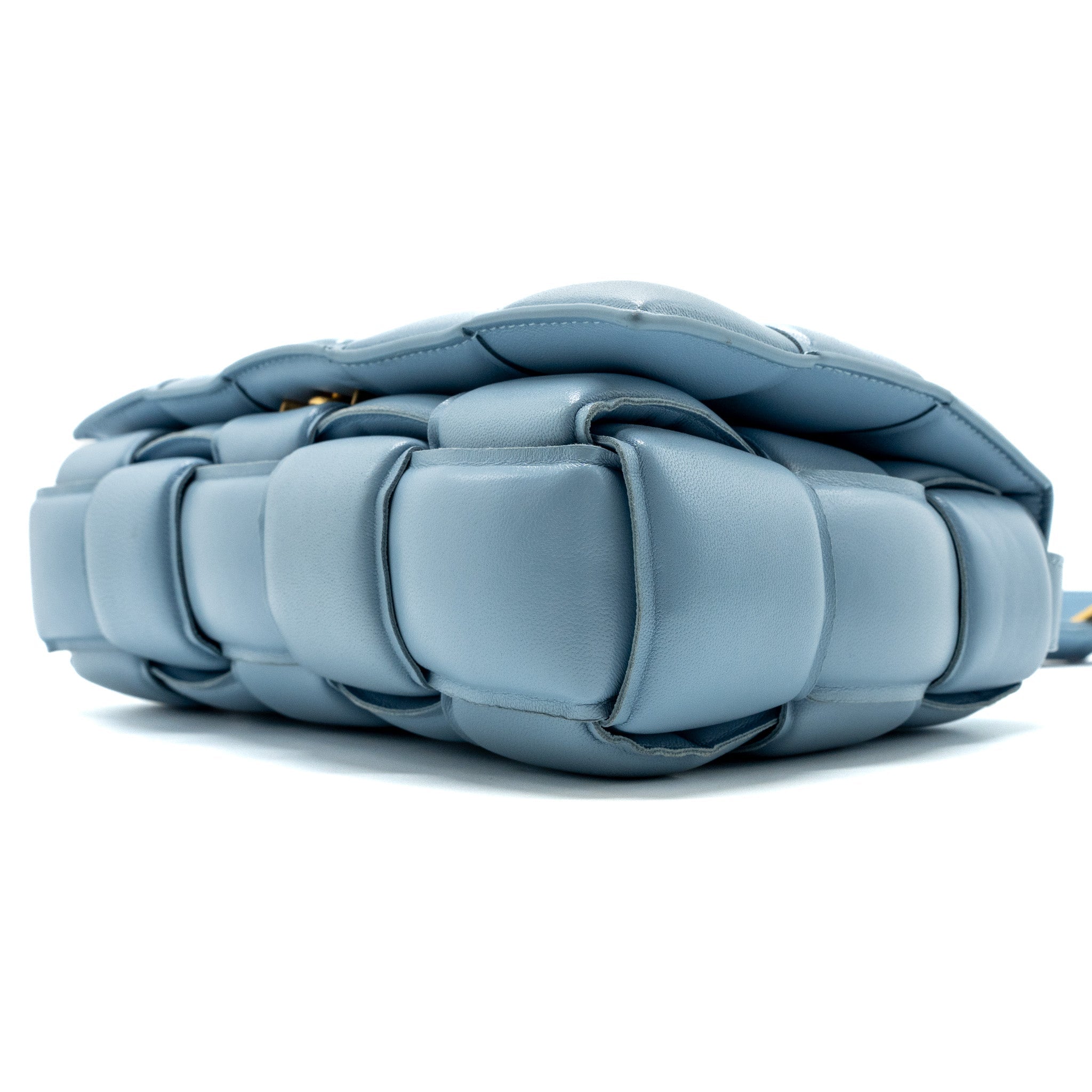 BOTTEGA VENETA PADDED CASSETTE BAG LAMBSKIN LIGHT BLUE GHW