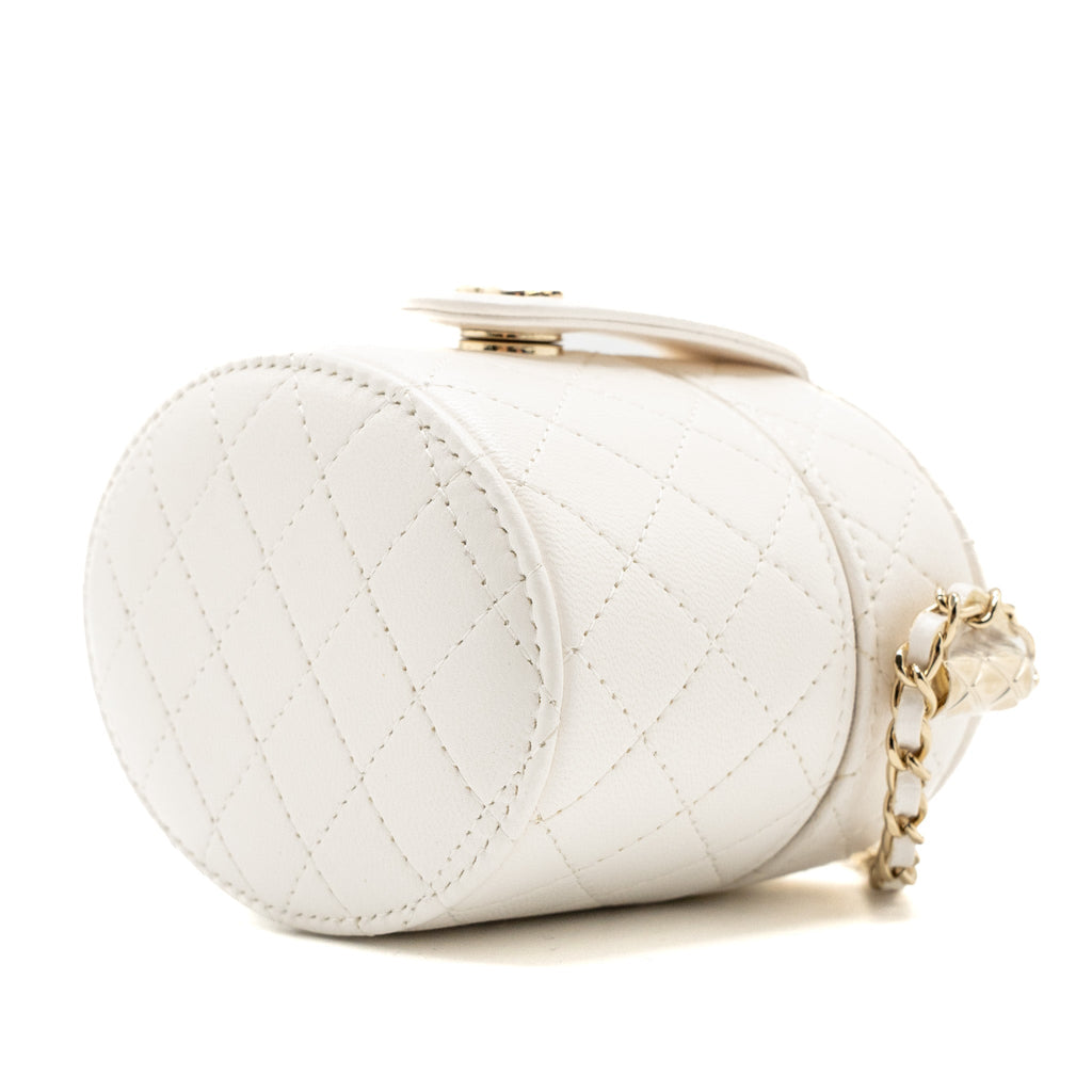 CHANEL MINI VANITY WITH CHAIN LAMBSKIN WHITE LGHW