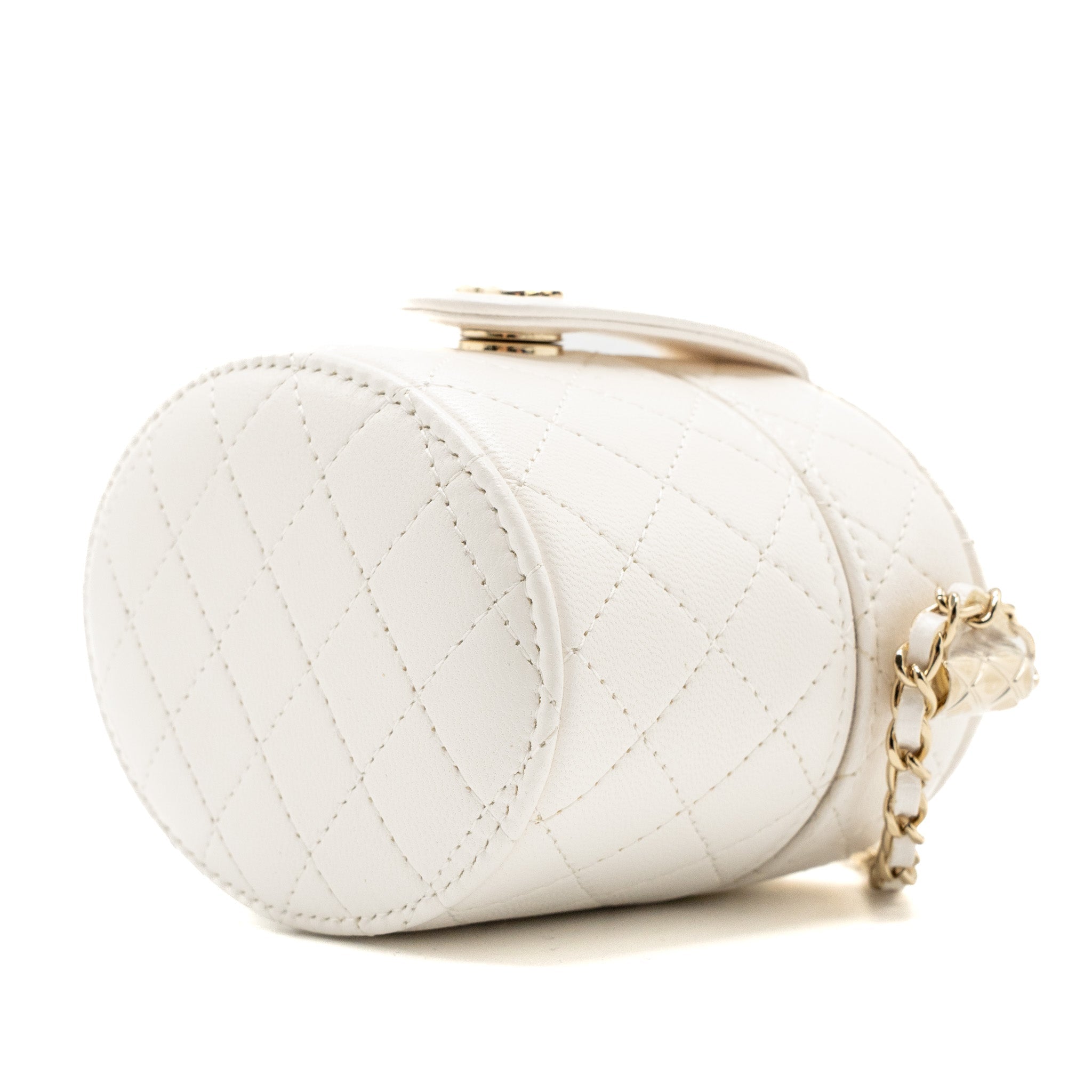 CHANEL MINI VANITY WITH CHAIN LAMBSKIN WHITE LGHW