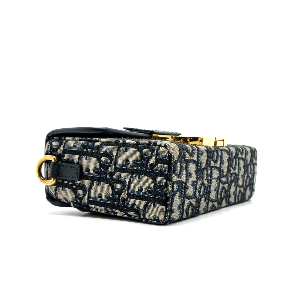 DIOR MINI 30 MONTAIGNE BOX BAG CANVAS / CALFSKIN BLUE OBLIQUE JACQUARD GHW