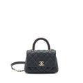 CHANEL COCO HANDLE EXTRA MINI BLACK EMBOSSED HANDLE LGHW