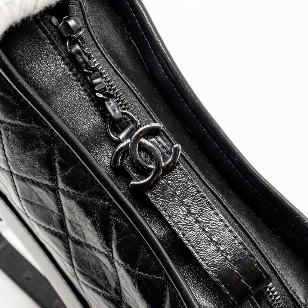 CHANEL SMALL GABRIELLE HOBO BAG AGED CALFSKIN SO BLACK