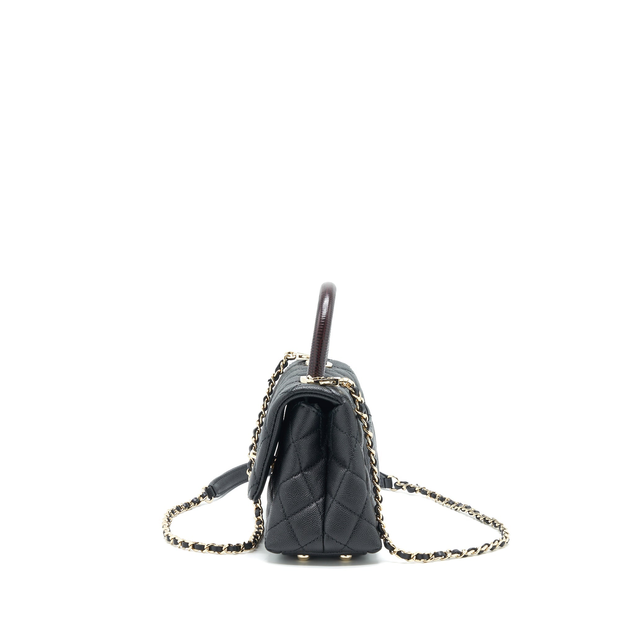 CHANEL COCO HANDLE EXTRA MINI BLACK EMBOSSED HANDLE LGHW