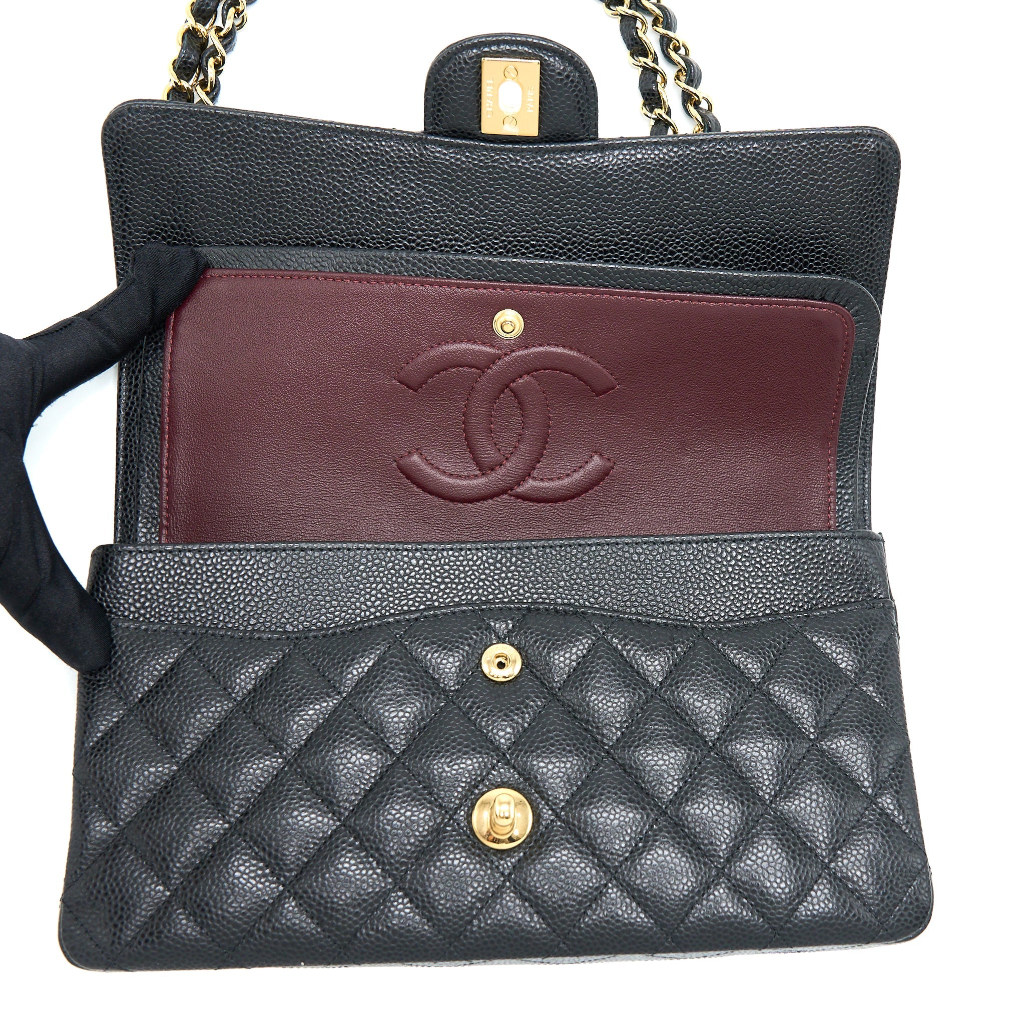 CHANEL MEDIUM CLASSIC FLAP BAG CAVIAR BLACK GHW