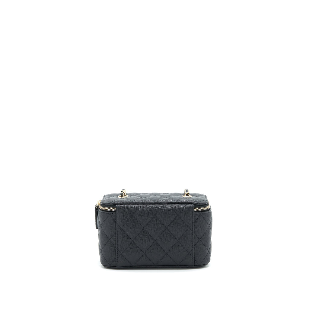 CHANEL 22C LONG VANITY WITH CHAIN CAVIAR BLACK LGHW