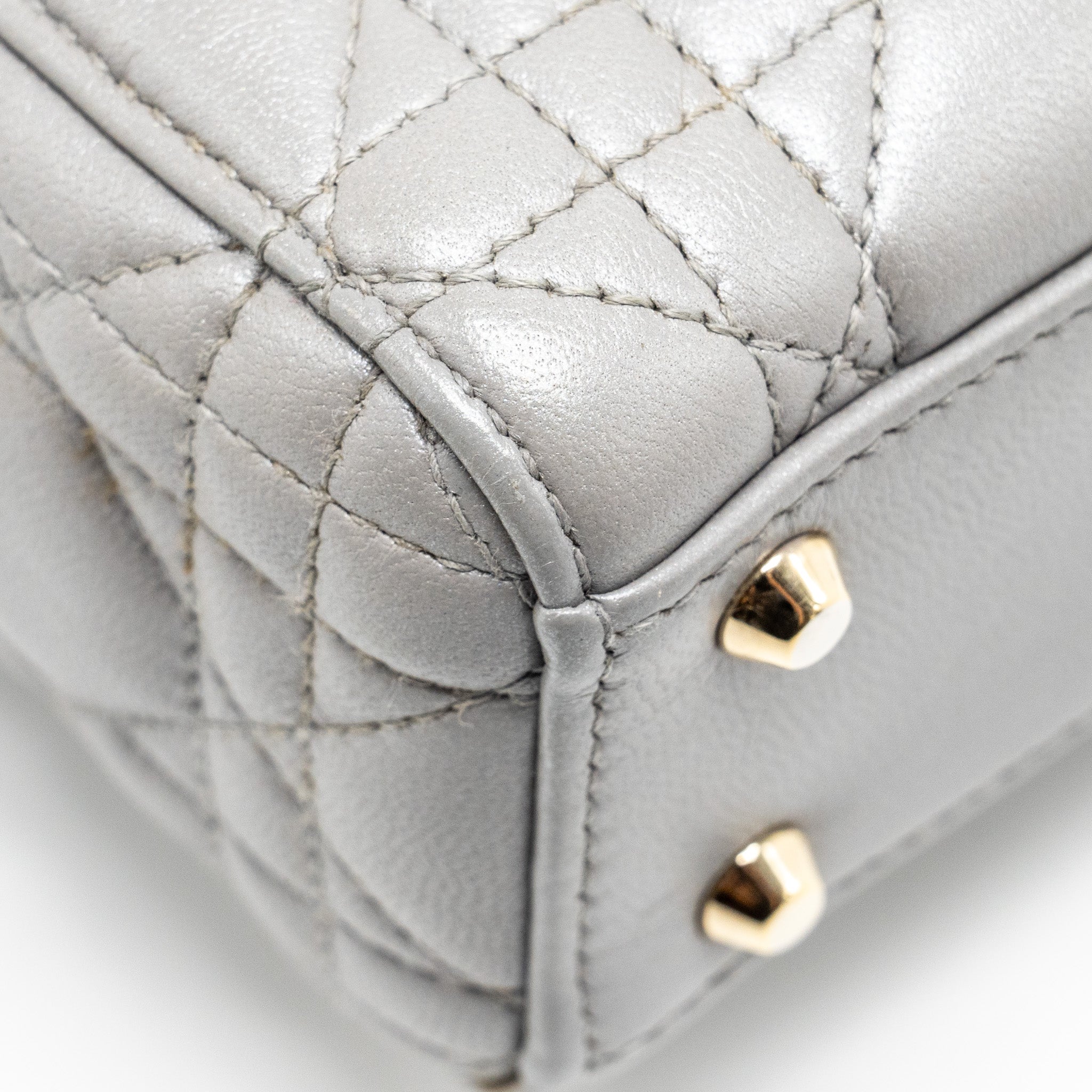 DIOR MINI LADY DIOR LAMBSKIN GREY LGHW