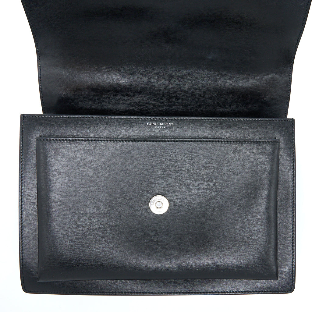 SAINT LAURENT/YSL SUNSET LARGE CHAIN BAG CALFSKIN BLACK SHW