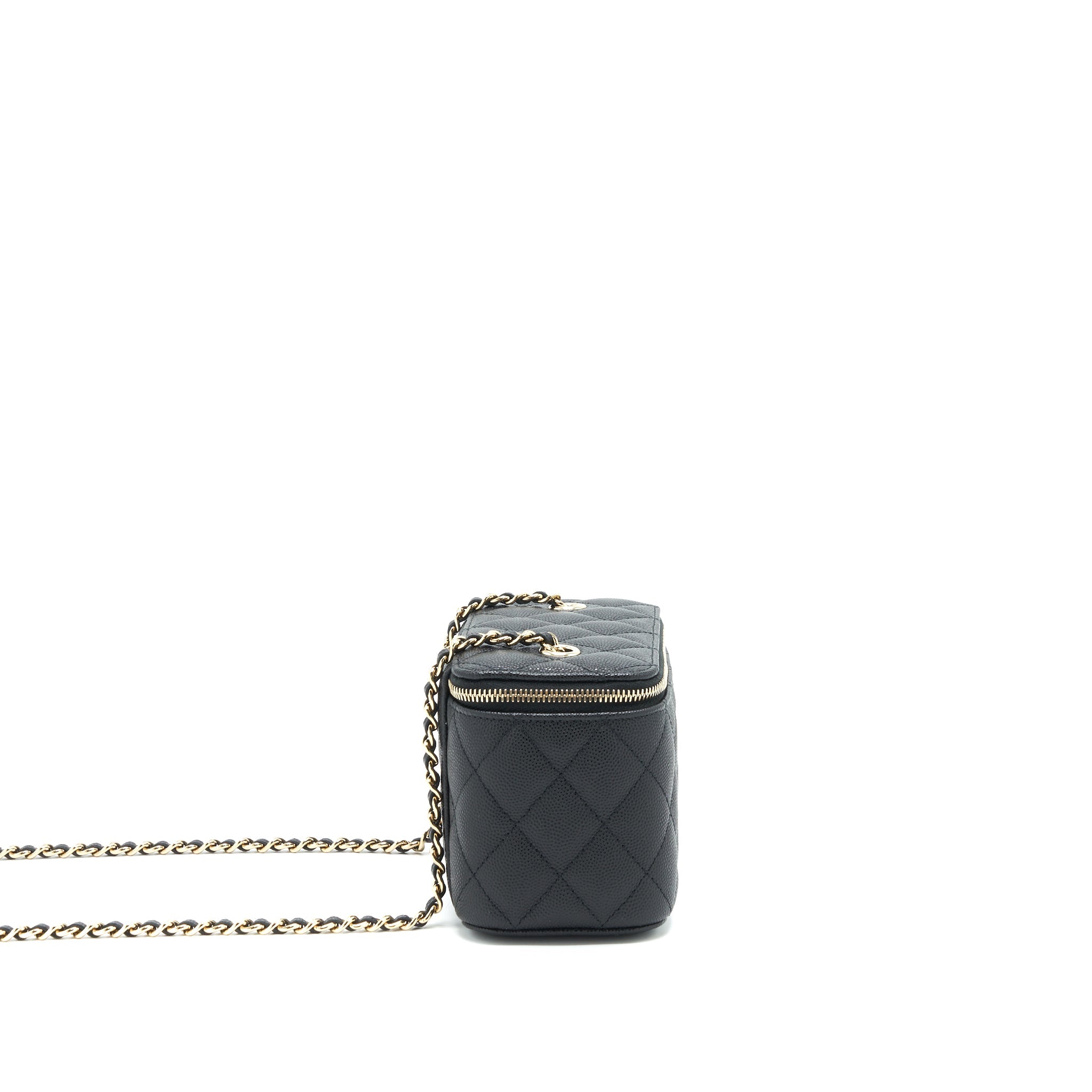 CHANEL 22C LONG VANITY WITH CHAIN CAVIAR BLACK LGHW