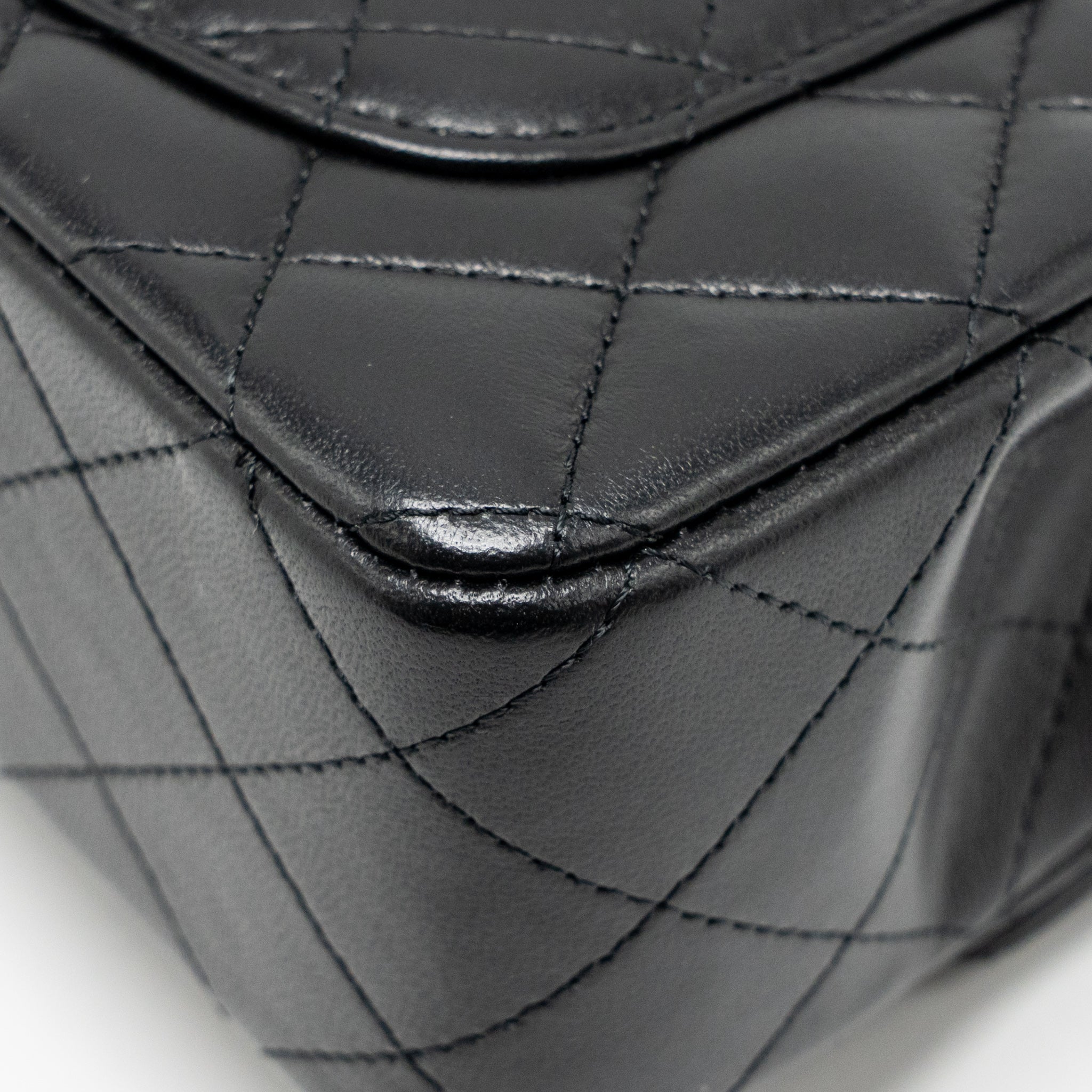 CHANEL TOP HANDLE MINI RECTANGULAR FLAP BAG LAMBSKIN BLACK LGHW (MICROCHIP)