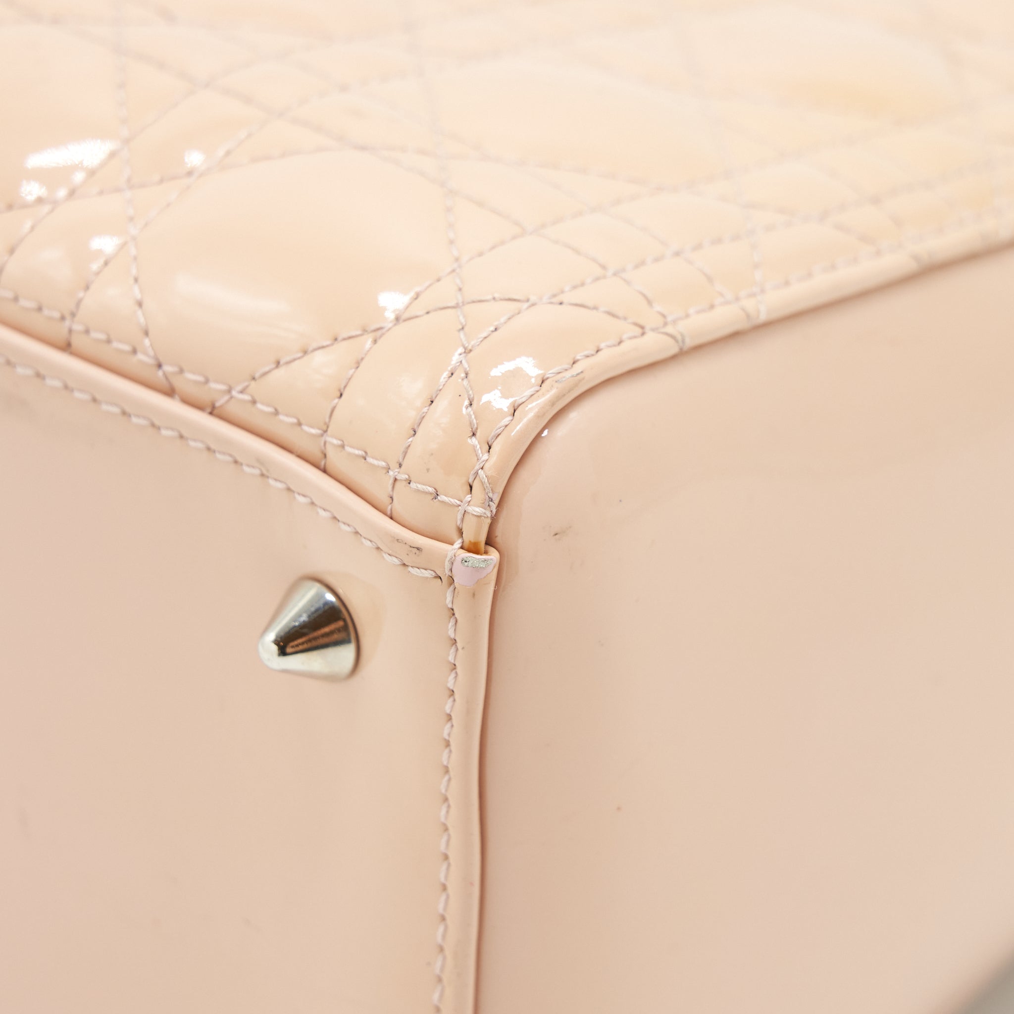 DIOR MEDIUM LADY DIOR BAG PATENT LIGHT PINK SHW