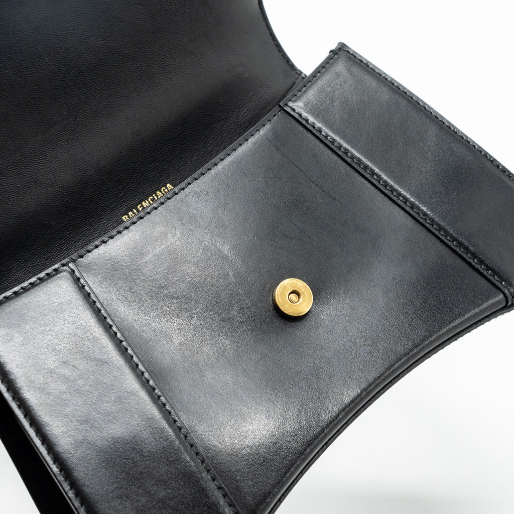 BALENCIAGA SMALL HOURGLASS BAG CALFSKIN BLACK GHW