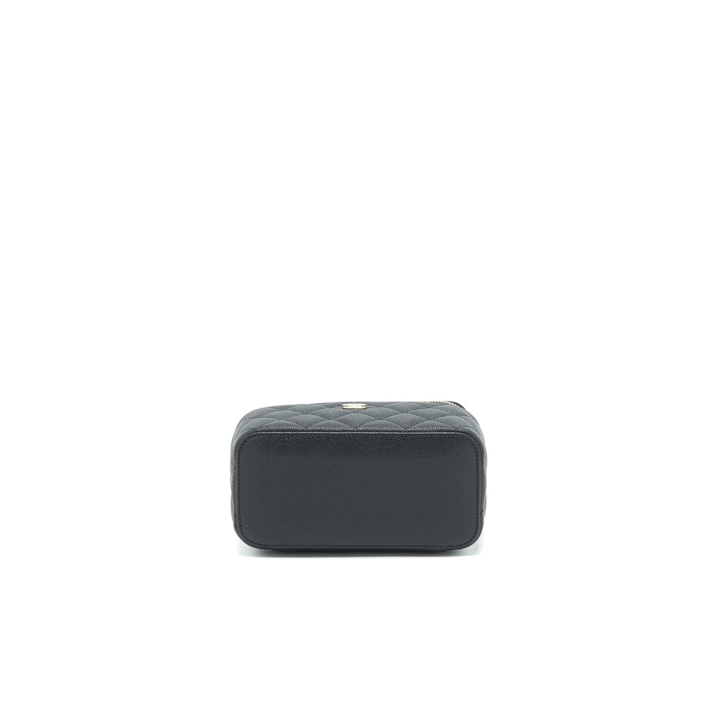 CHANEL CAVIAR SMALL LONG VANITY WITH CHAIN BLACK LGHW