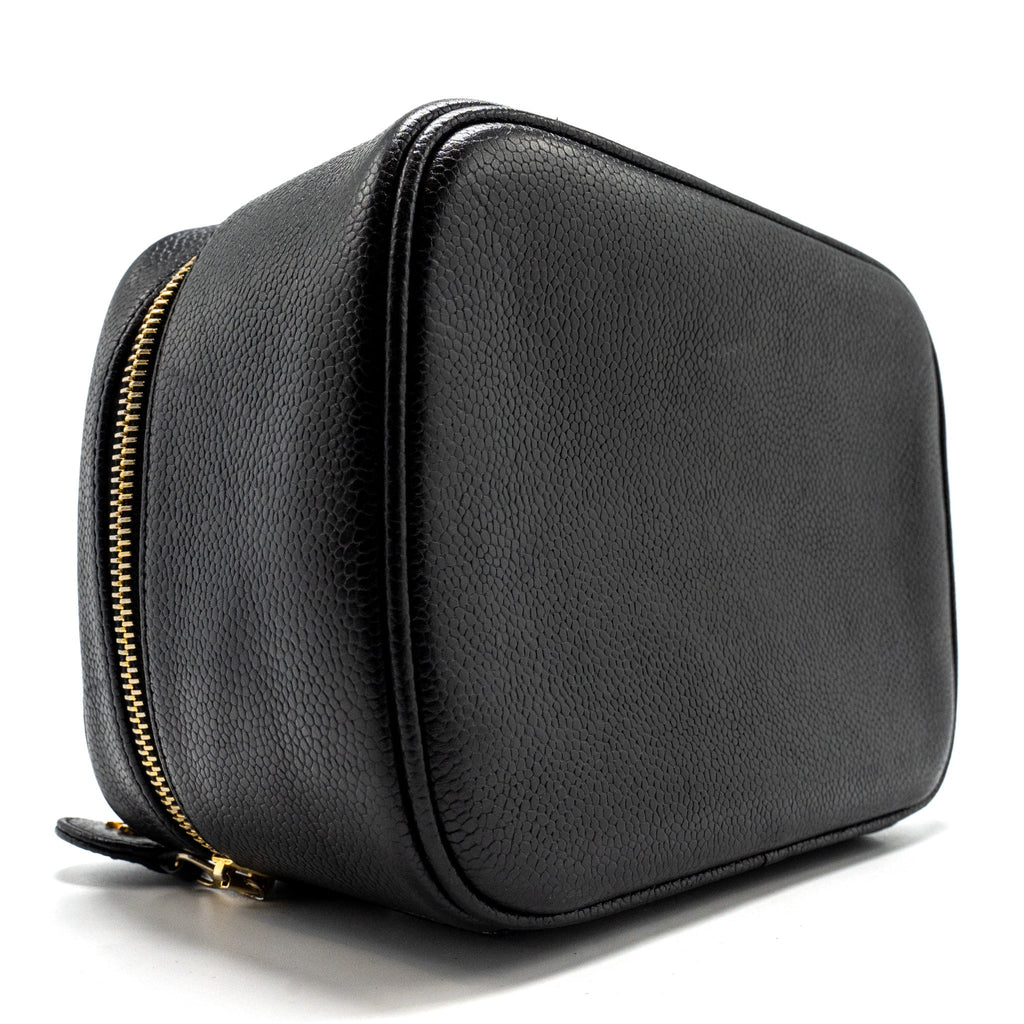 CHANEL VINTAGE VANITY CASE CAVIAR BLACK GHW